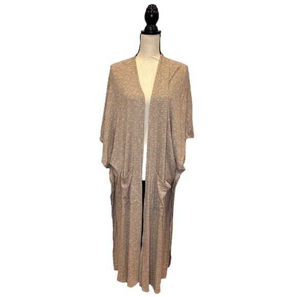 Women's Promesa Brown Cardigan Duster Size XL Soft Stretch Kimono Sleeve USA! - Picture 2 of 6